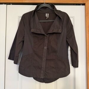 XCVI Lightweight Ruched Cotton Safari Utility Military Jacket Size XL